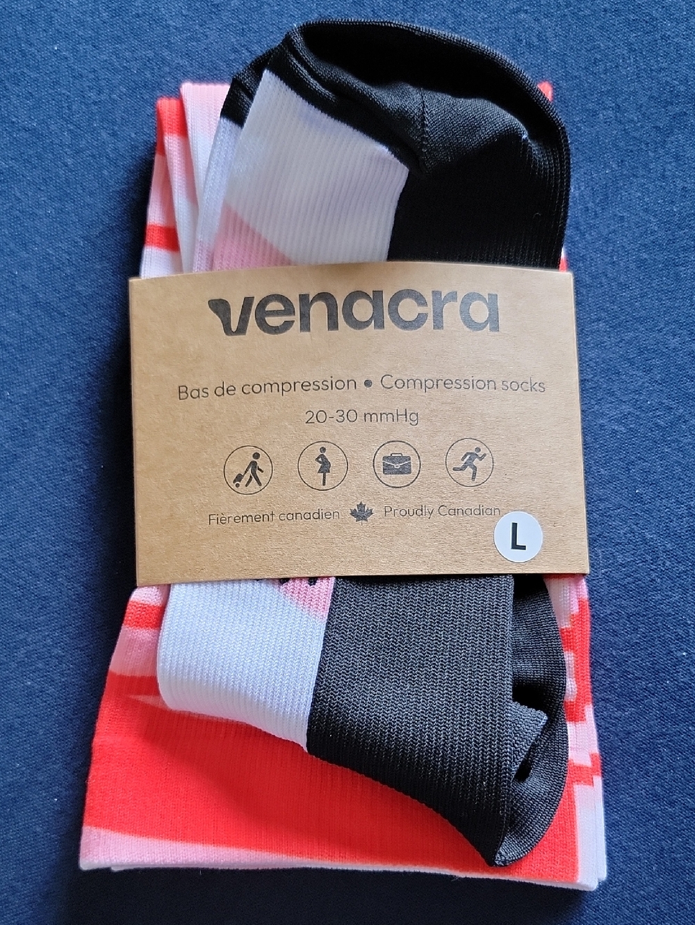 Compression Socks — Black & Coral (Large)